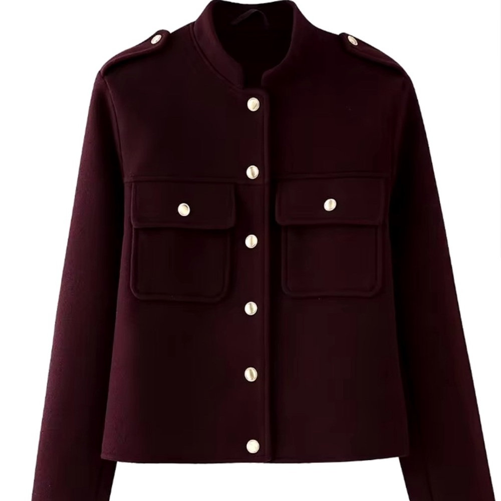 2024 autumn casual slimming solid color pocket decoration short jacket